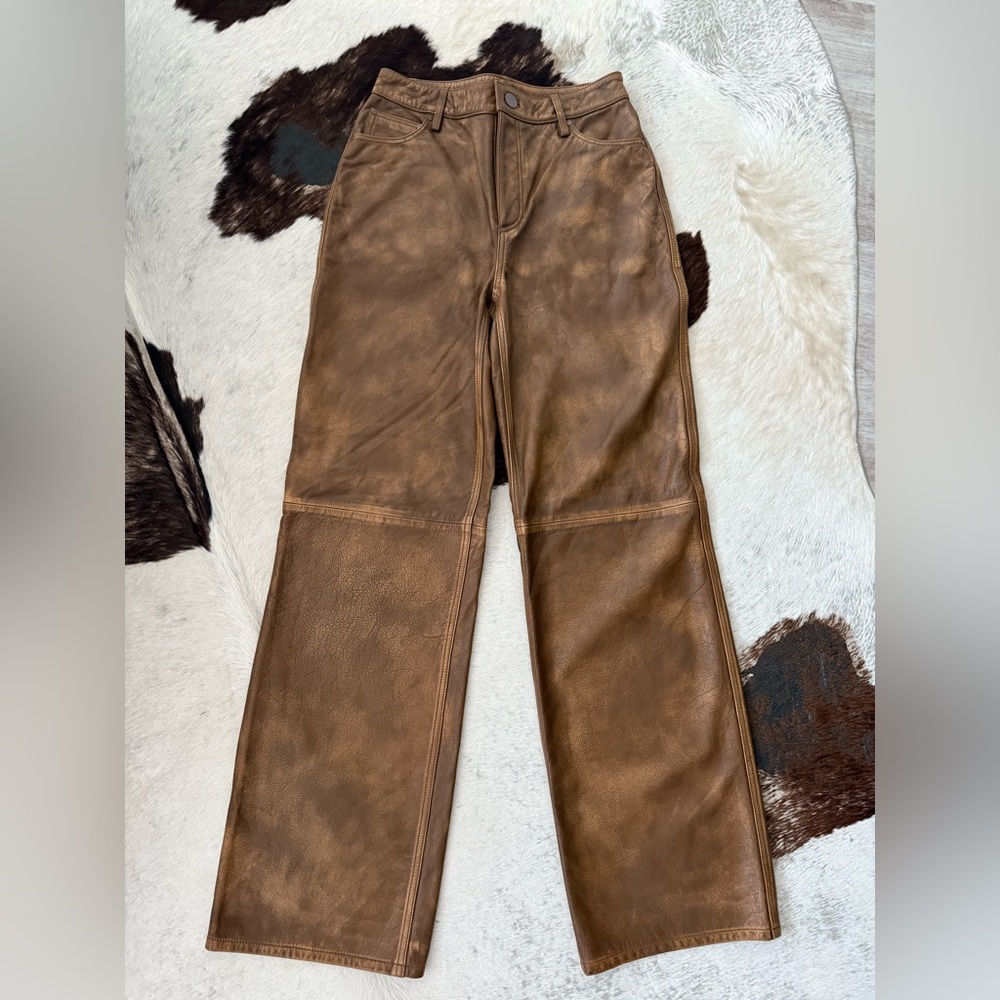 NBD Clarissa Brown Leather Pants